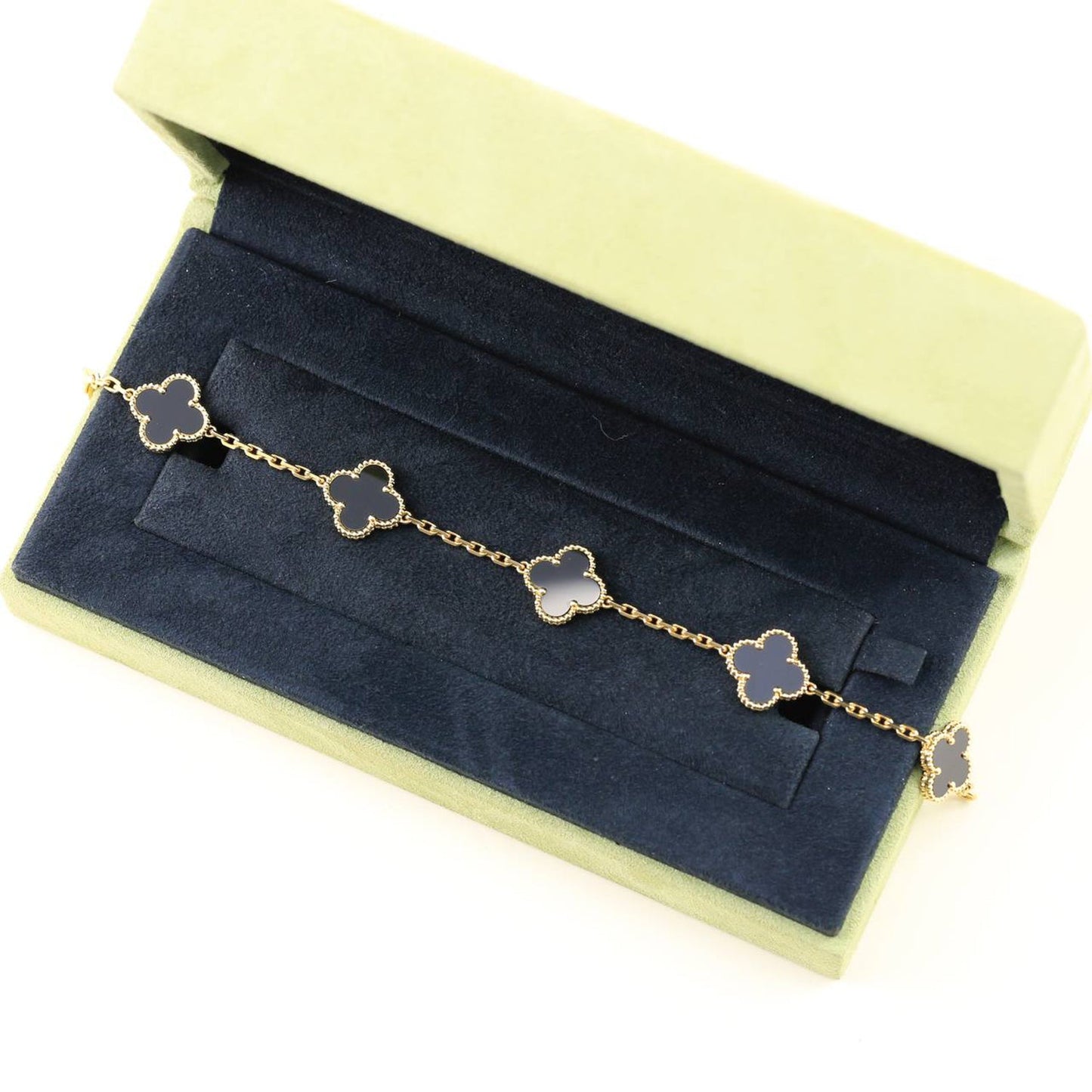 [BLUE TEARS] CLOVER 5 MOTIF ONYXS BRACELET COLLECTION