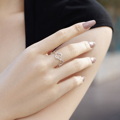 [Nova Jewelry]Hollow Design Four-Leaf Clover Flower Shape Ring