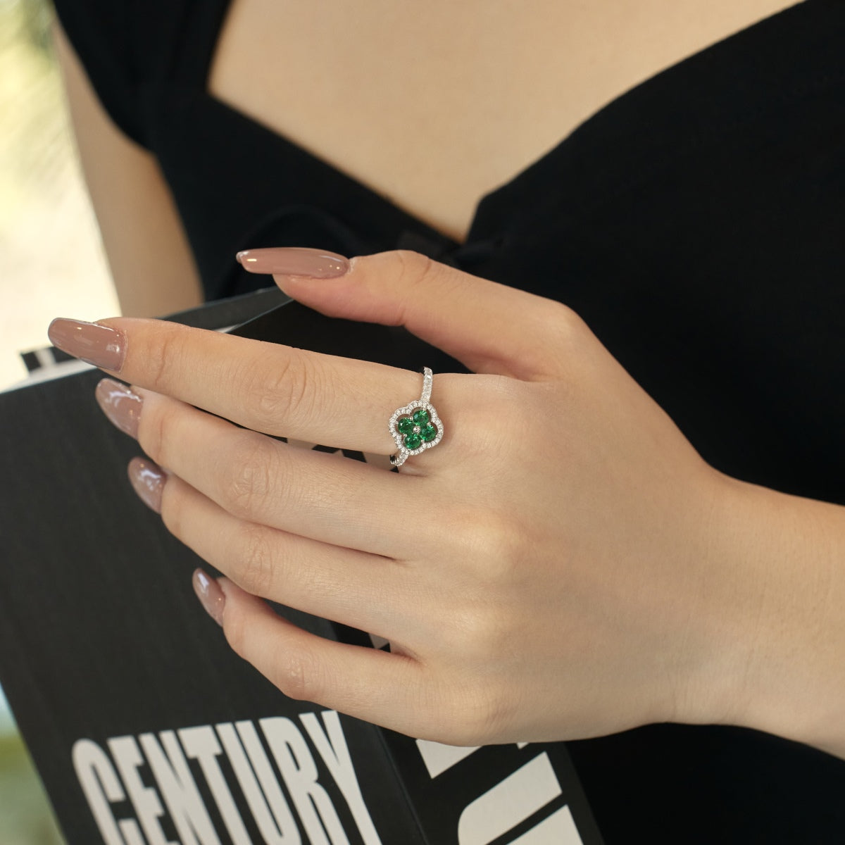 [Nova Jewelry]Four Leaf Clover Flower Design Ring