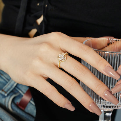 [Nova Jewelry]Four Leaf Clover Flower Design Ring