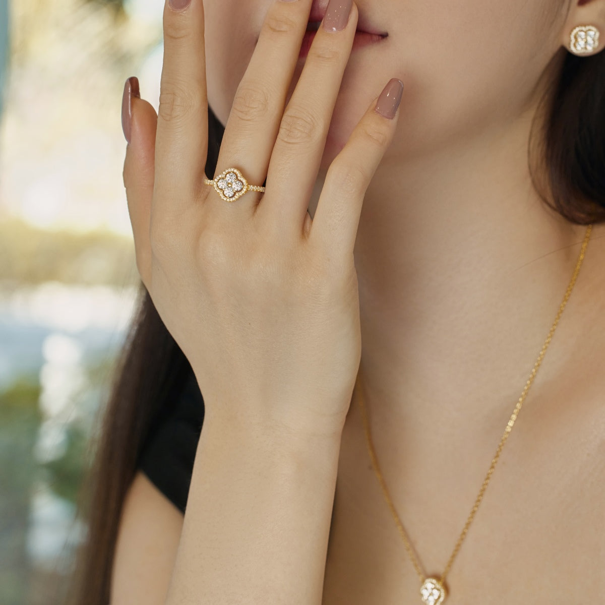 [Nova Jewelry]Four Leaf Clover Flower Design Ring