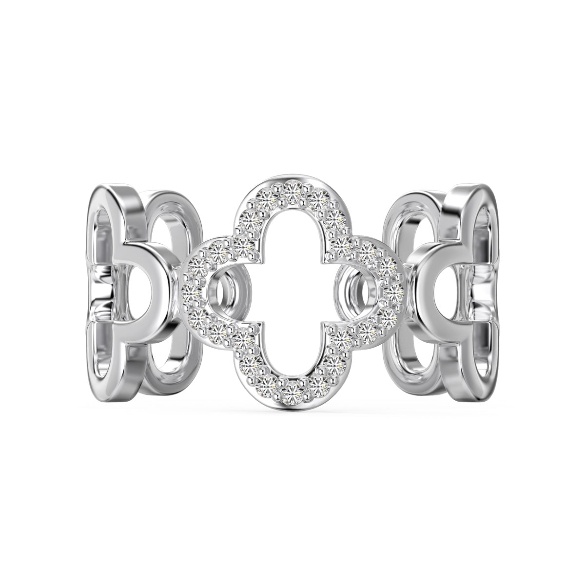 [Nova Jewelry]Hollow Design Four-Leaf Clover Flower Shape Ring