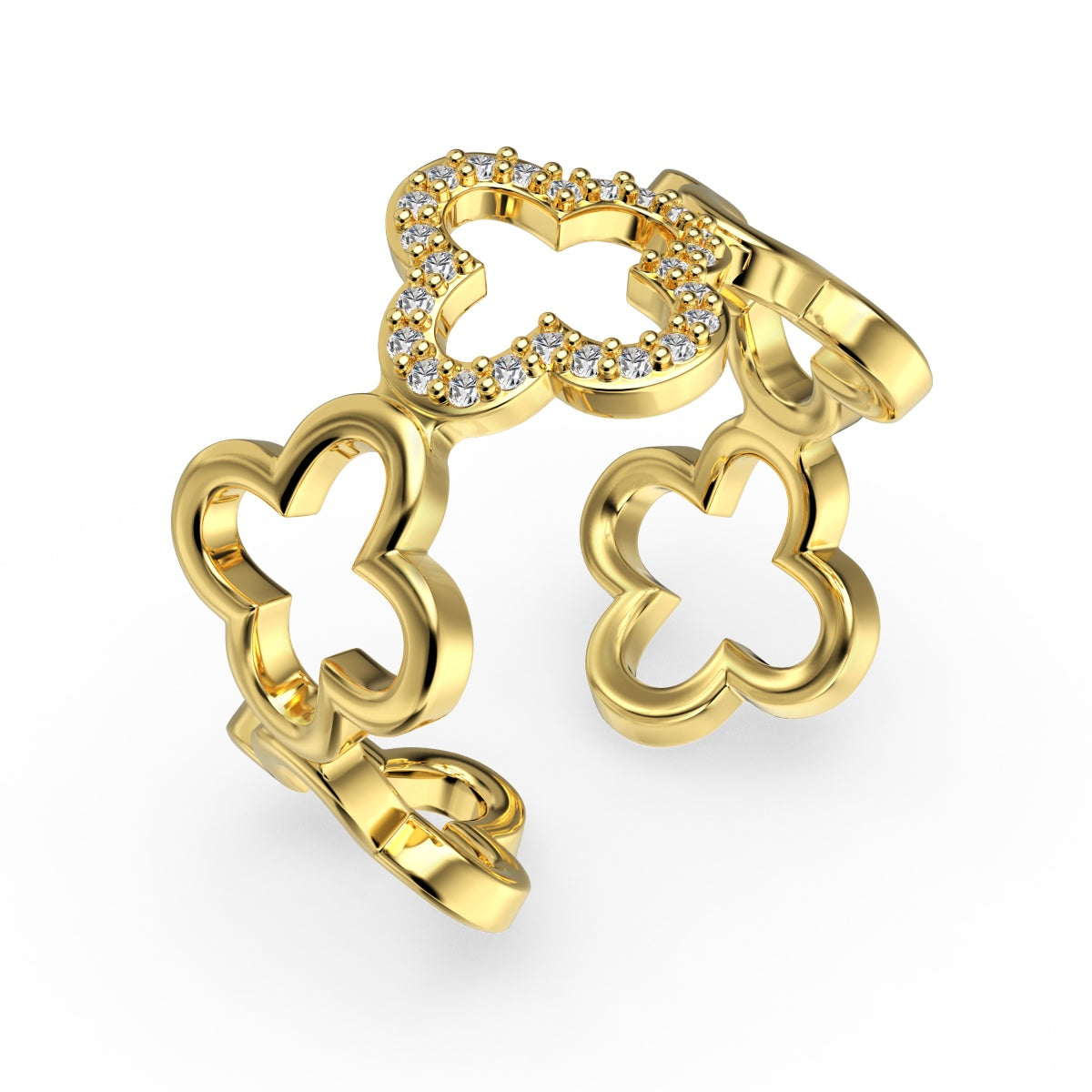 [Nova Jewelry]Hollow Design Four-Leaf Clover Flower Shape Ring