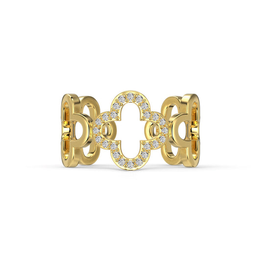 [Nova Jewelry]Hollow Design Four-Leaf Clover Flower Shape Ring