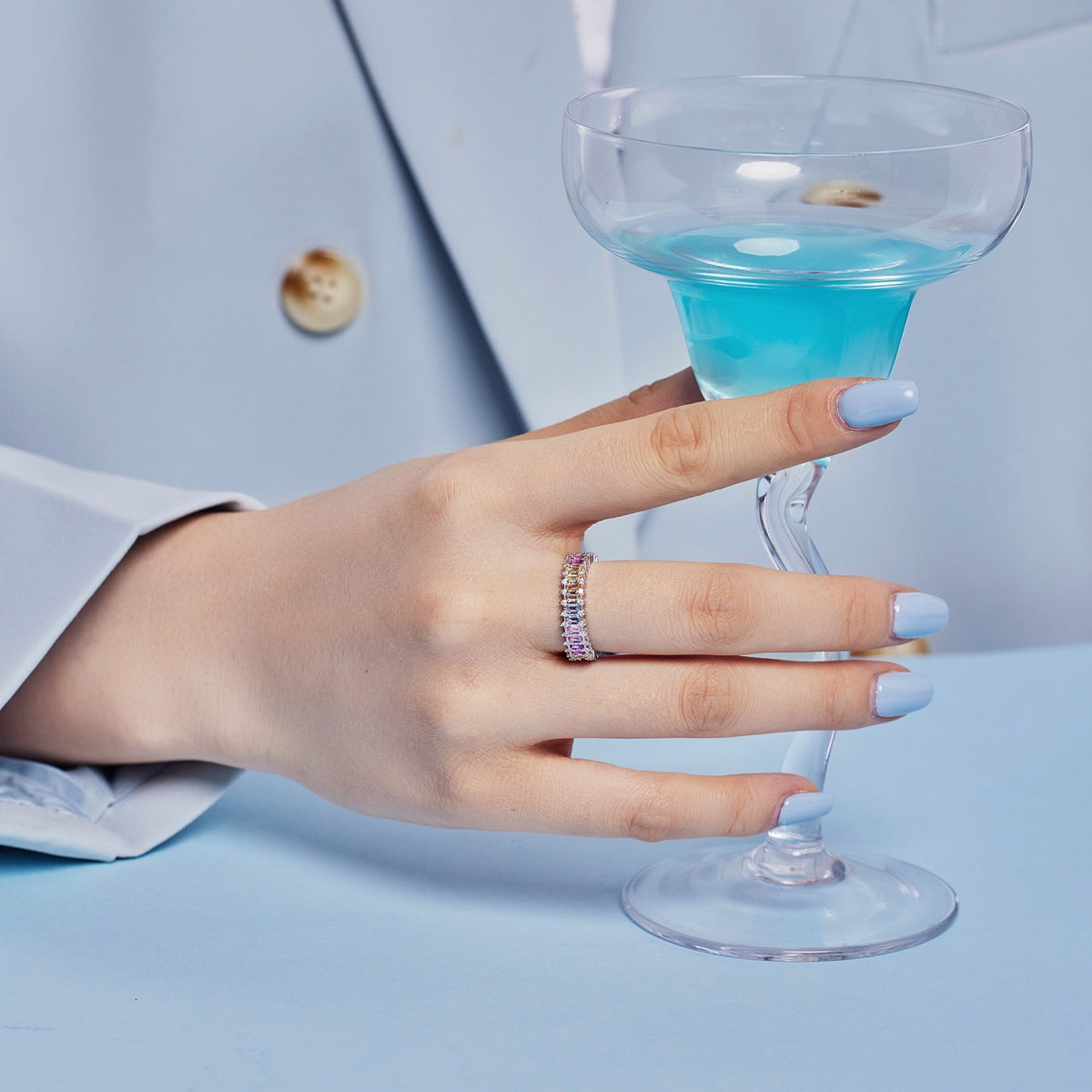 [Nova Jewelry]Splashy Ornate Emerald Cut Cocktail Ring