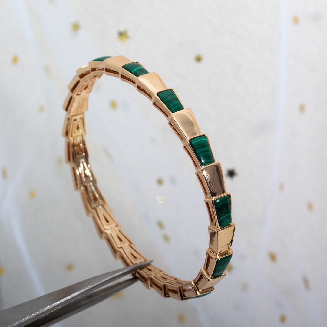 [BLUE TEARS]SERPENTI BRACELET PINK GOLD MALACHITE