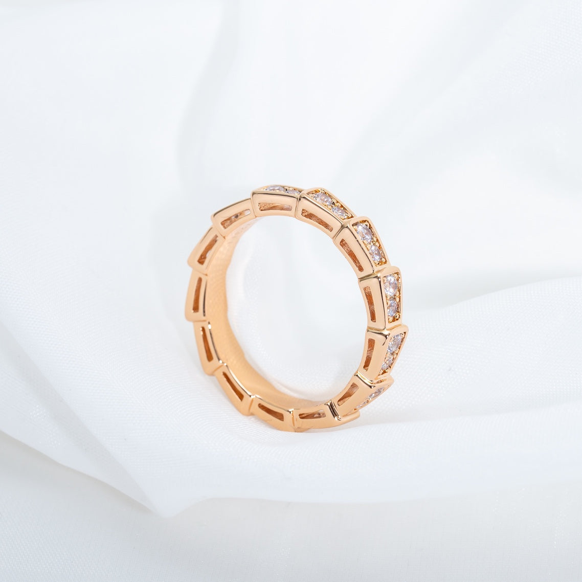 [BLUE TEARS]SERPENTI RING PINK GOLD DIAMOND PAVED 3MM