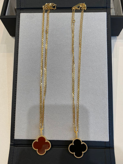 [BLUE TEARS]CLOVER 25MM NECKLACE GOLD CARNELIAN