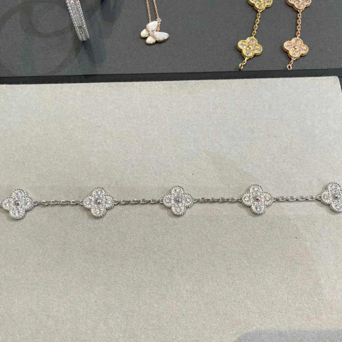 [BLUE TEARS]CLOVER 5 MOTIFS  DIAMOND BRACELET SILVER
