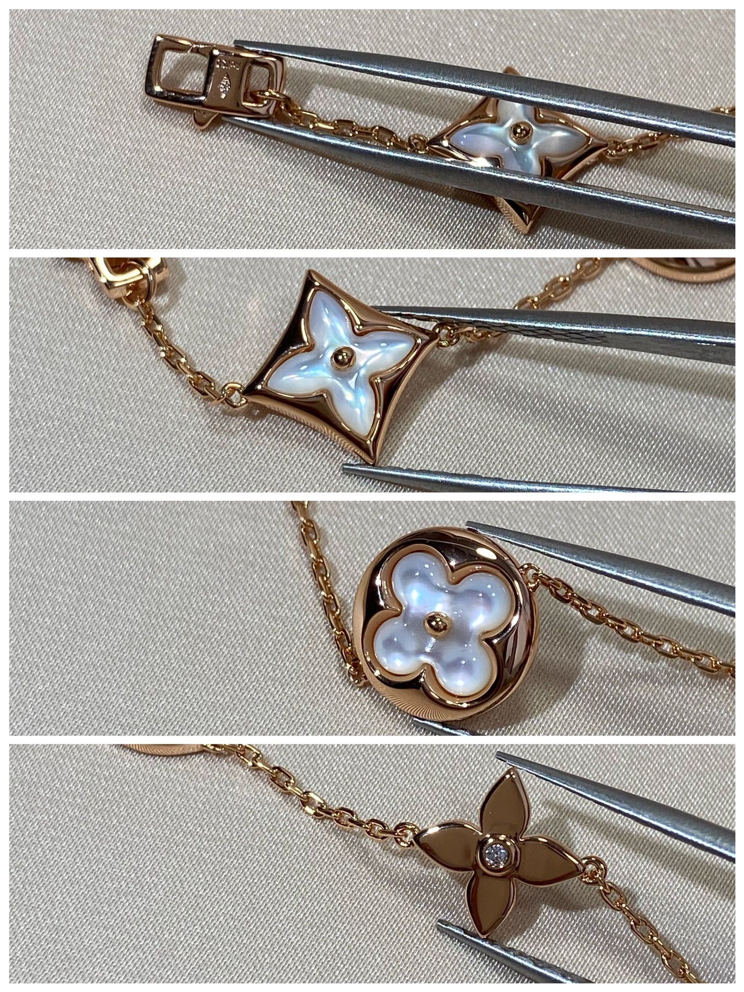 [BLUE TEARS]STAR AND SUN 5 MOTIF MOP PINK GOLD BRACELET