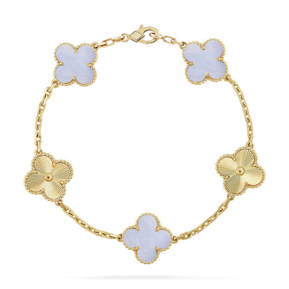 [BLUE TEARS] CLOVER 5 MOTIF PURPLE CHALCEDONY BRACELET COLLECTION