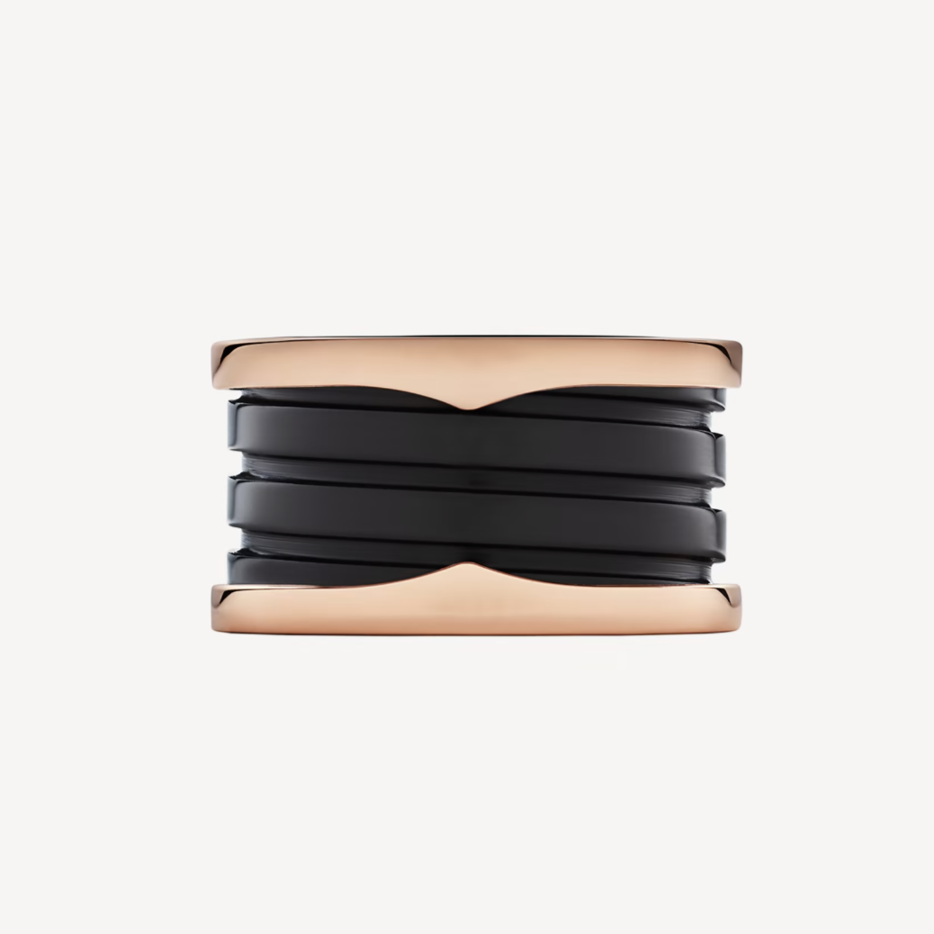[BLUE TEARS]ZERO 1 FOUR-BAND LOOPS AND BLACK CERAMIC SPIRAL PINK GOLD RING