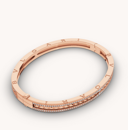 [BLUE TEARS]ZERO 1 SPIRAL AND PAVED DIAMOND PINK GOLD BRACELET