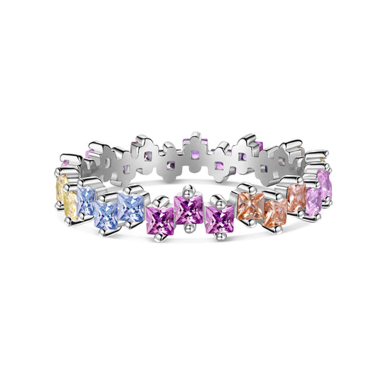 [Nova Jewelry]Mixed Colorful Square Staggered Rings