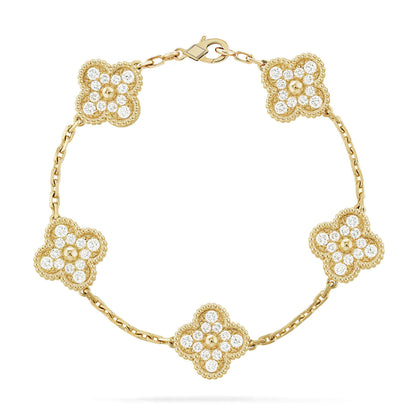 [BLUE TEARS]CLOVER 5 MOTIFS  FULL DIAMOND BRACELET