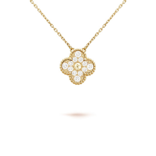 [BLUE TEARS]CLOVER 15MM DIAMOND SINGLE FLOWER NECKLACE