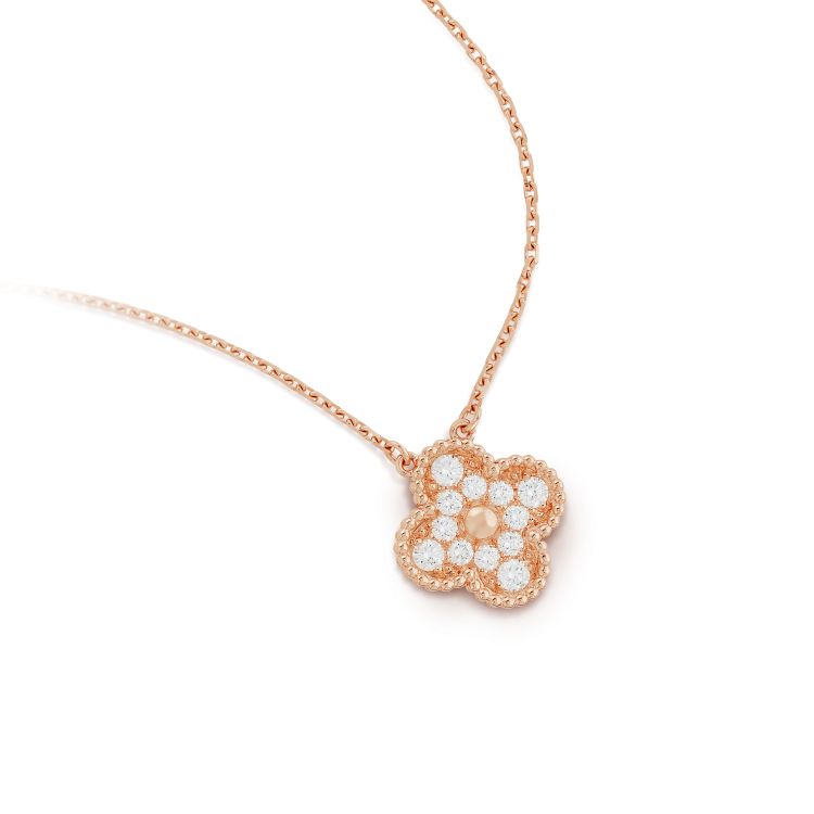 [BLUE TEARS]CLOVER 15MM DIAMOND SINGLE FLOWER NECKLACE