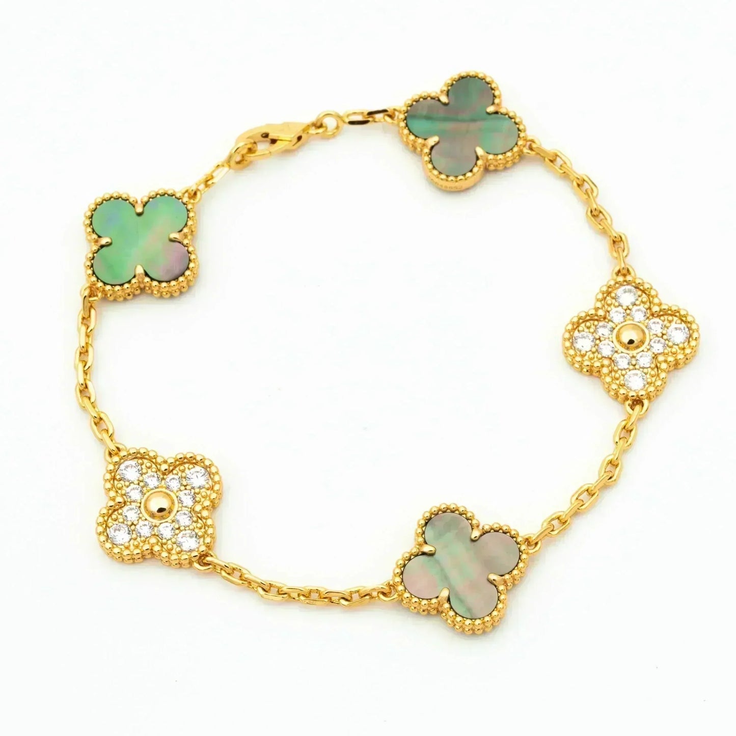 [BLUE TEARS]CLOVER 5 MOTIF GRAY MOP DIAMOND BRACELET