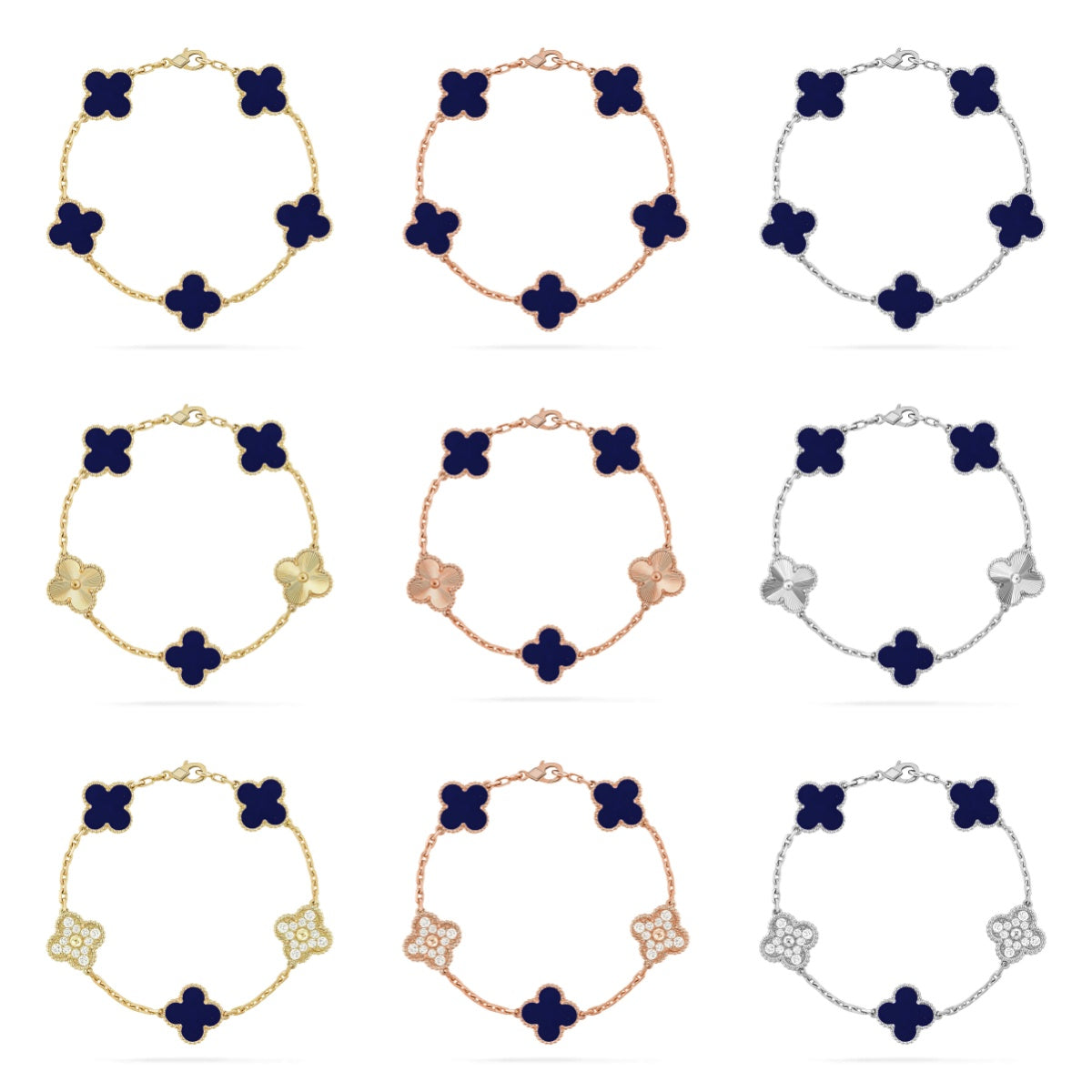 [BLUE TEARS]CLOVER WHITE PEARL MOP 5 MOTIF BRACELET COLLECTION