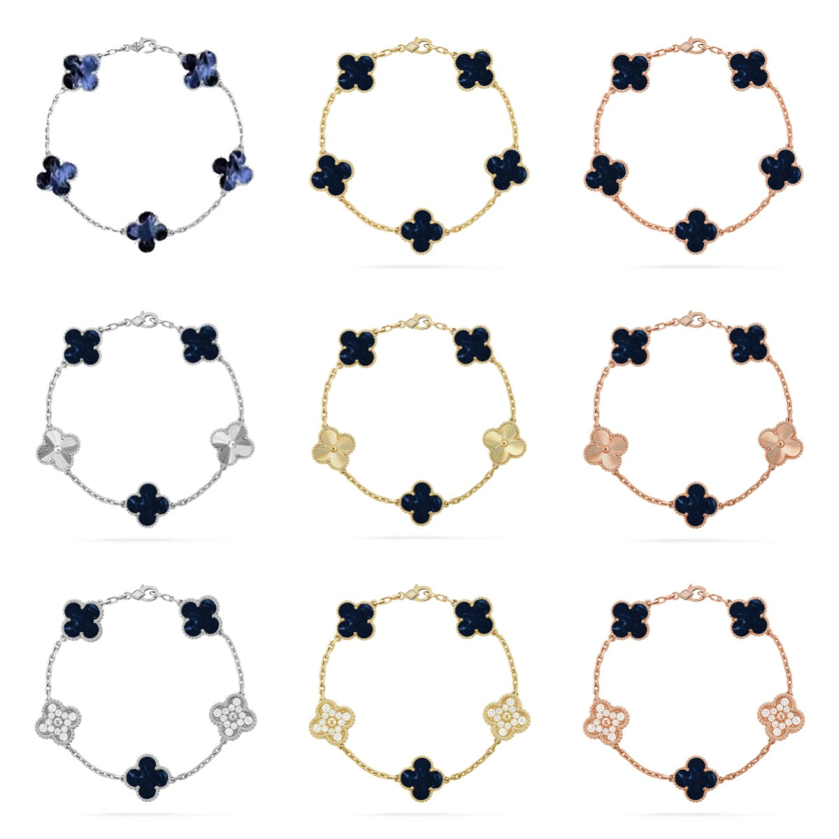 [BLUE TEARS]CLOVER WHITE PEARL MOP 5 MOTIF BRACELET COLLECTION