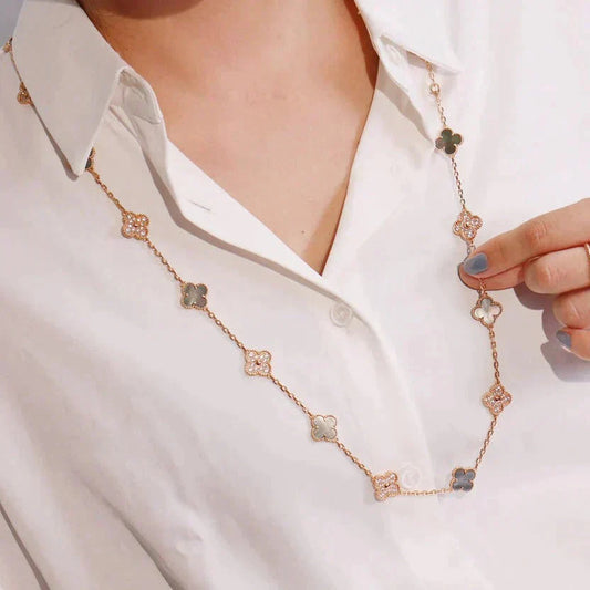 [BLUE TEARS]CLOVER 20 MOTIFS DARK MOP DIAMOND  NECKLACE