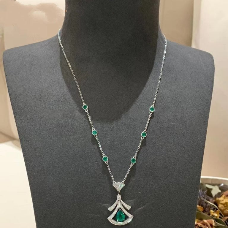 [BLUE TEARS]DREAM NECKLACE MALACHITE DIAMOND SILVER