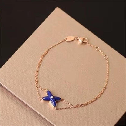 [BLUE TEARS]Hollow Design Four-Leaf Clover Flower Shape Ring