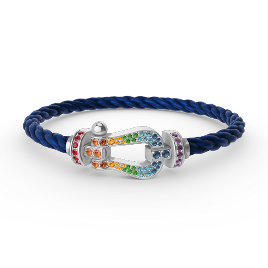 [BLUE TEARS]FORC LARGE HORSESHOE  COLORED DIAMOND BRACELET SILVER