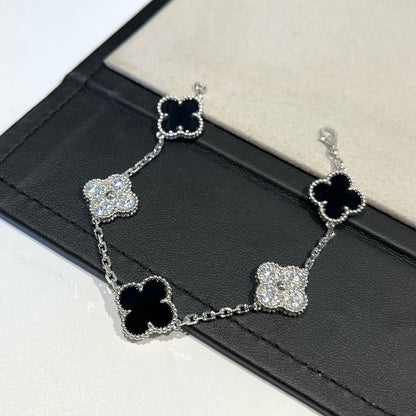 [BLUE TEARS] CLOVER 5 MOTIF ONYXS BRACELET COLLECTION